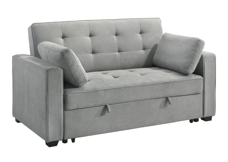 Wodehouse Light Gray Sofa Bed with 2 Pillows - Sofa Bed Angle Closed Nobg 1
