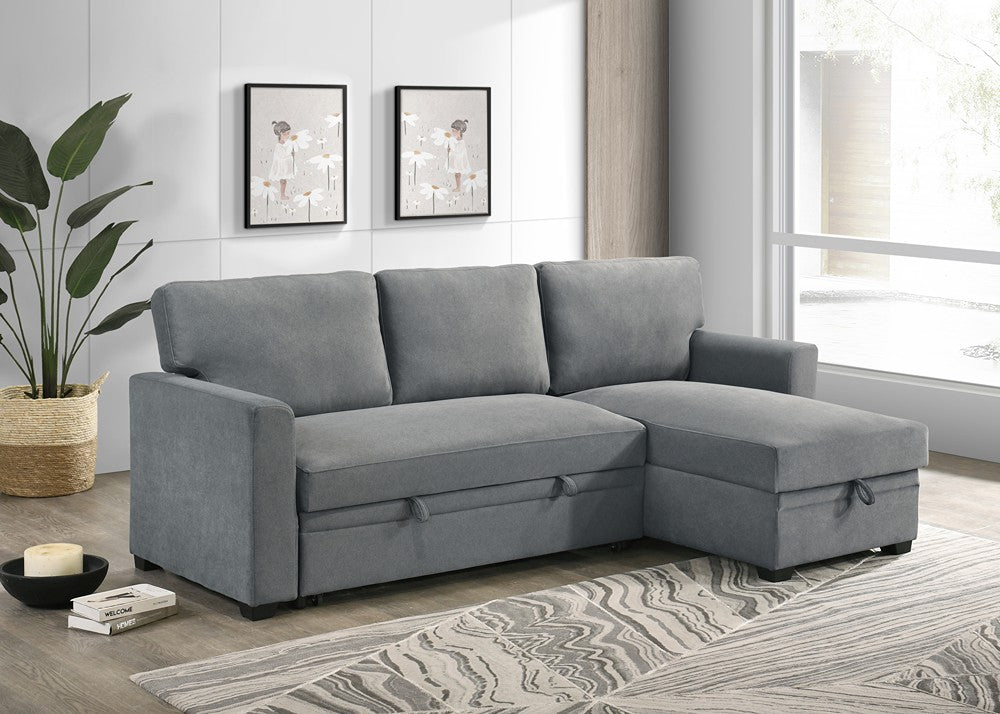 Ariadne Beige Sleeper Sectional with Reversible Storage Chaise