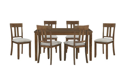 Prineville 7-Piece Cherry Wood Dining Set with 6 Upholstered Chairs - 7Pc Dining Set Pack Nobg