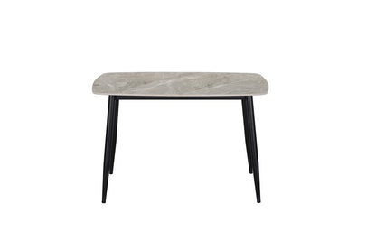 Lunette 5-Piece Gray Marble-Look Dining Set with Upholstered Chairs - Dinette Table Front Nobg
