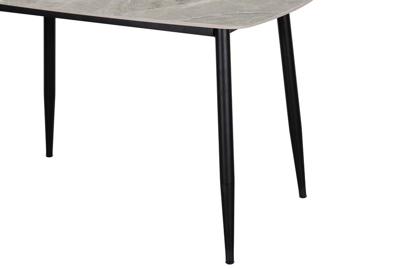 Lunette 5-Piece Gray Marble-Look Dining Set with Upholstered Chairs - Dinette Table Leg Detail Nobg