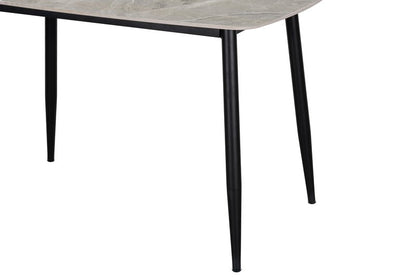 Lunette 5-Piece Gray Marble-Look Dining Set with Upholstered Chairs - Dinette Table Leg Detail Nobg