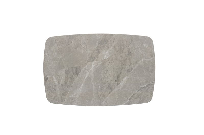 Lunette 5-Piece Gray Marble-Look Dining Set with Upholstered Chairs - Dinette Table Top Nobg