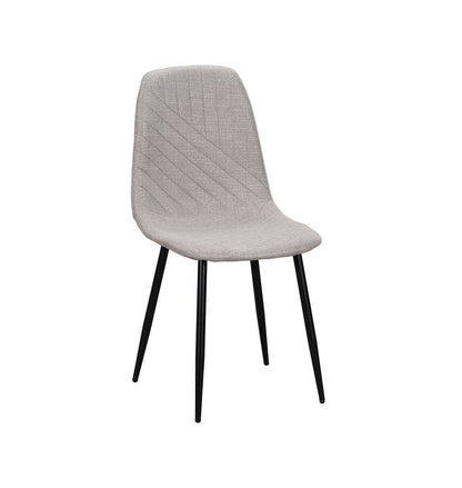 Lunette 5-Piece Gray Marble-Look Dining Set with Upholstered Chairs - Dining Chair Front Angle Nobg