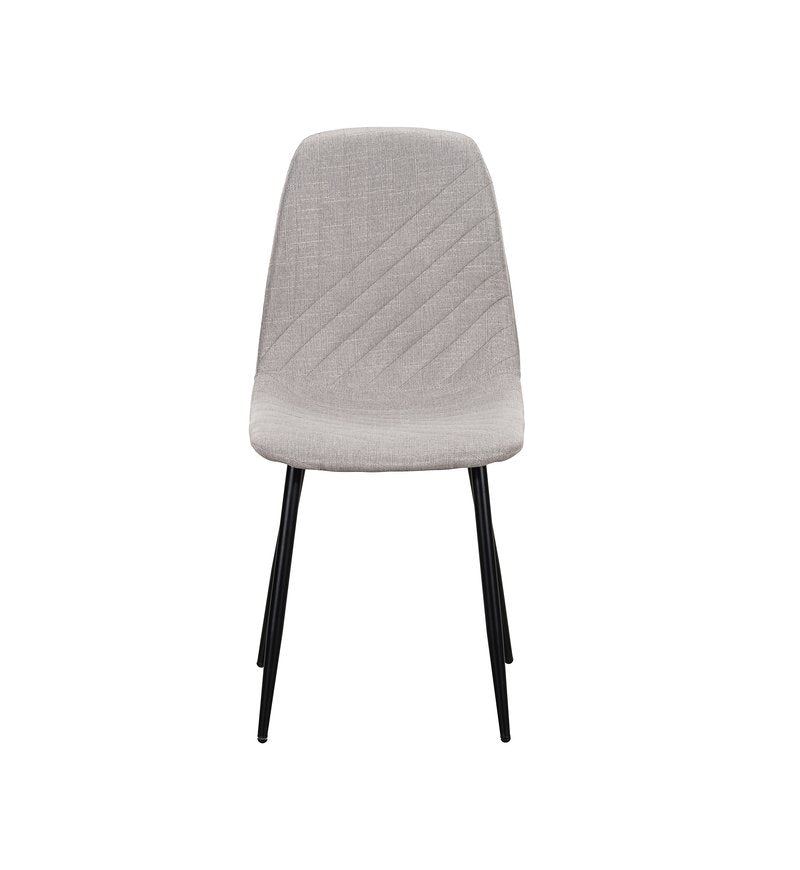 Lunette 5-Piece Gray Marble-Look Dining Set with Upholstered Chairs - Dining Chair Front Nobg