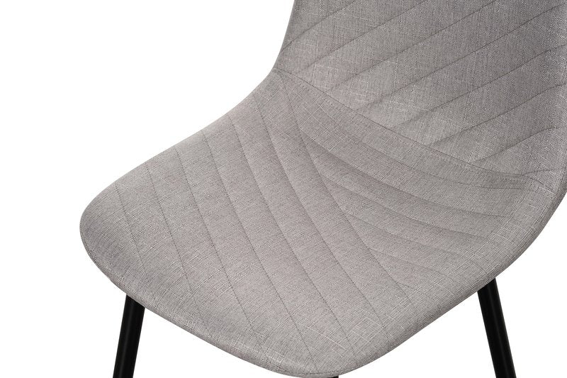Lunette 5-Piece Gray Marble-Look Dining Set with Upholstered Chairs - Dining Chair Seat Detail Nobg