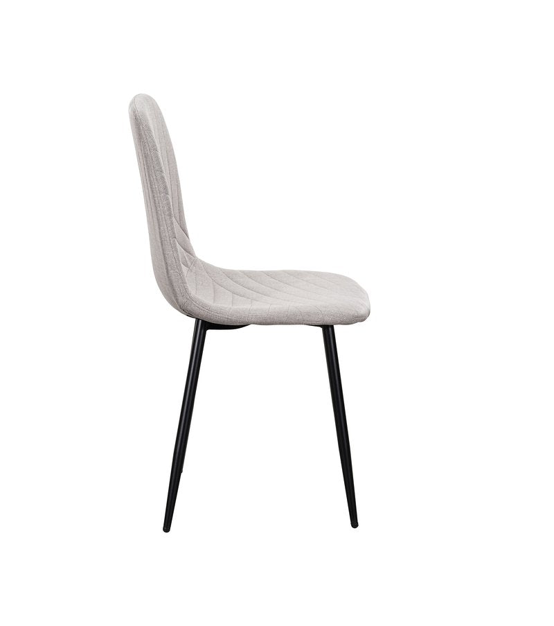 Lunette 5-Piece Gray Marble-Look Dining Set with Upholstered Chairs - Dining Chair Side Nobg