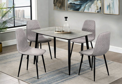 Lunette 5-Piece Gray Marble-Look Dining Set with Upholstered Chairs - Dining With 5820S Chairs 5Pc Angle Lifestyle