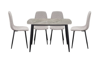 Lunette 5-Piece Gray Marble-Look Dining Set with Upholstered Chairs - Dining With 5820S Chairs 5Pc Front Nobg