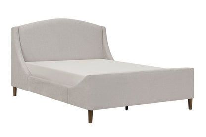Sabrina Beige Chenille Upholstered Platform Bed (Queen & King) - Bed Angle Nobg