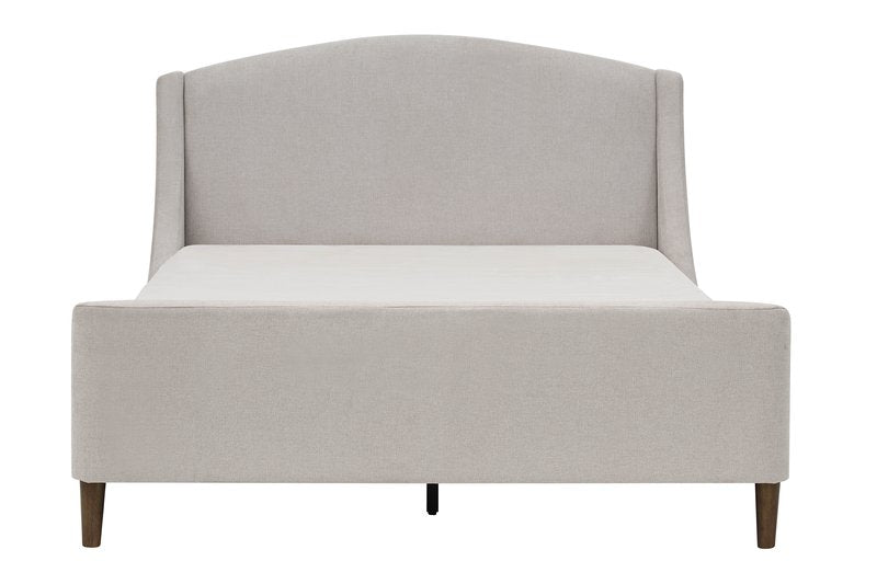 Sabrina Beige Chenille Upholstered Platform Bed (Queen & King) - Bed Front Nobg