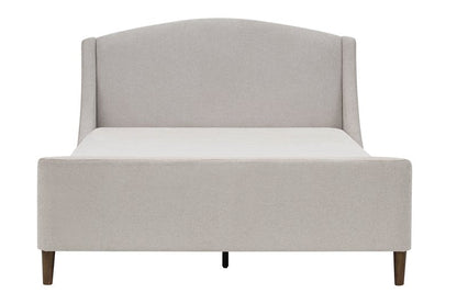 Sabrina Beige Chenille Upholstered Platform Bed (Queen & King) - Bed Front Nobg