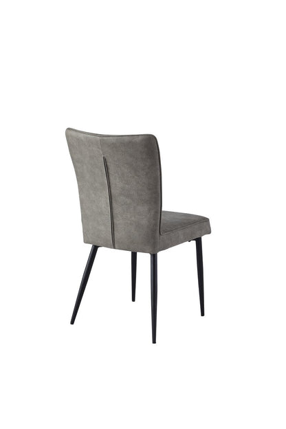 Leander White Sintered Stone Dining Set with Gray Upholstered Chairs - Dining Chair Back Angle Nobg