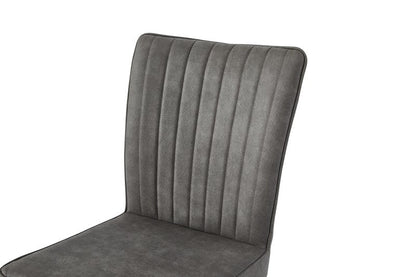 Leander White Sintered Stone Dining Set with Gray Upholstered Chairs - Dining Chair Back Detail Nobg