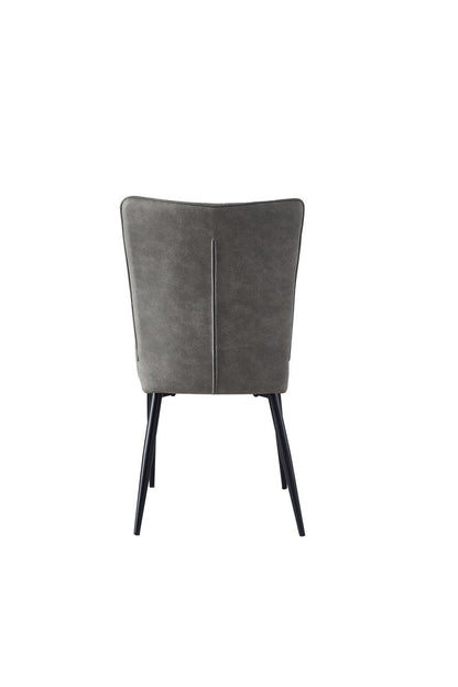 Leander White Sintered Stone Dining Set with Gray Upholstered Chairs - Dining Chair Back Nobg
