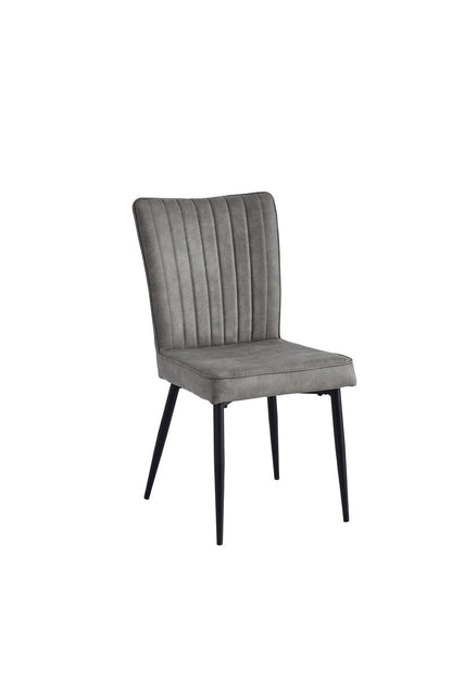 Leander White Sintered Stone Dining Set with Gray Upholstered Chairs - Dining Chair Front Angle Nobg