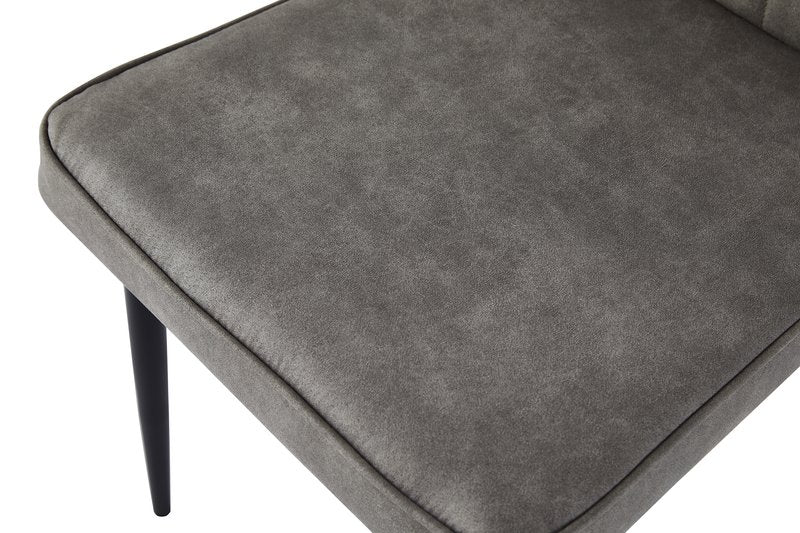 Leander White Sintered Stone Dining Set with Gray Upholstered Chairs - Dining Chair Seat Detail Nobg