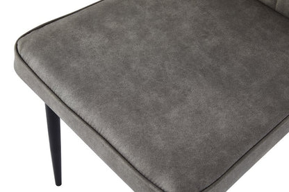 Leander White Sintered Stone Dining Set with Gray Upholstered Chairs - Dining Chair Seat Detail Nobg