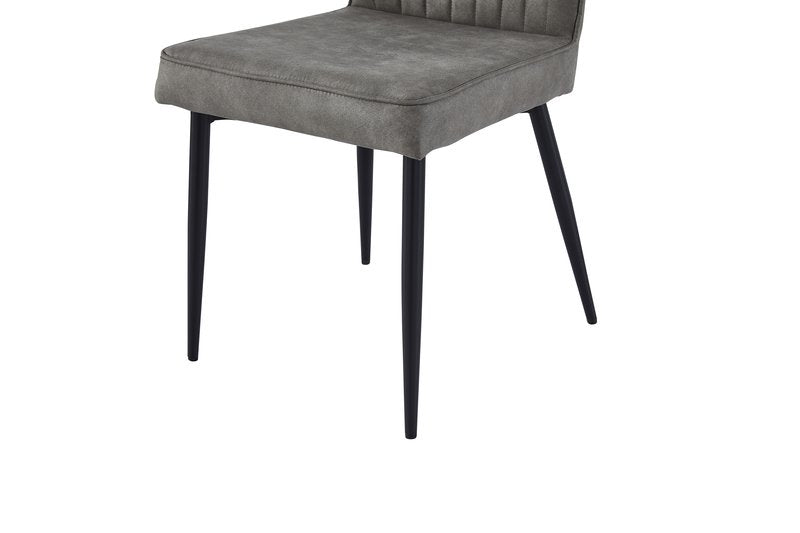 Leander White Sintered Stone Dining Set with Gray Upholstered Chairs - Dining Chair Seat Legs Nobg
