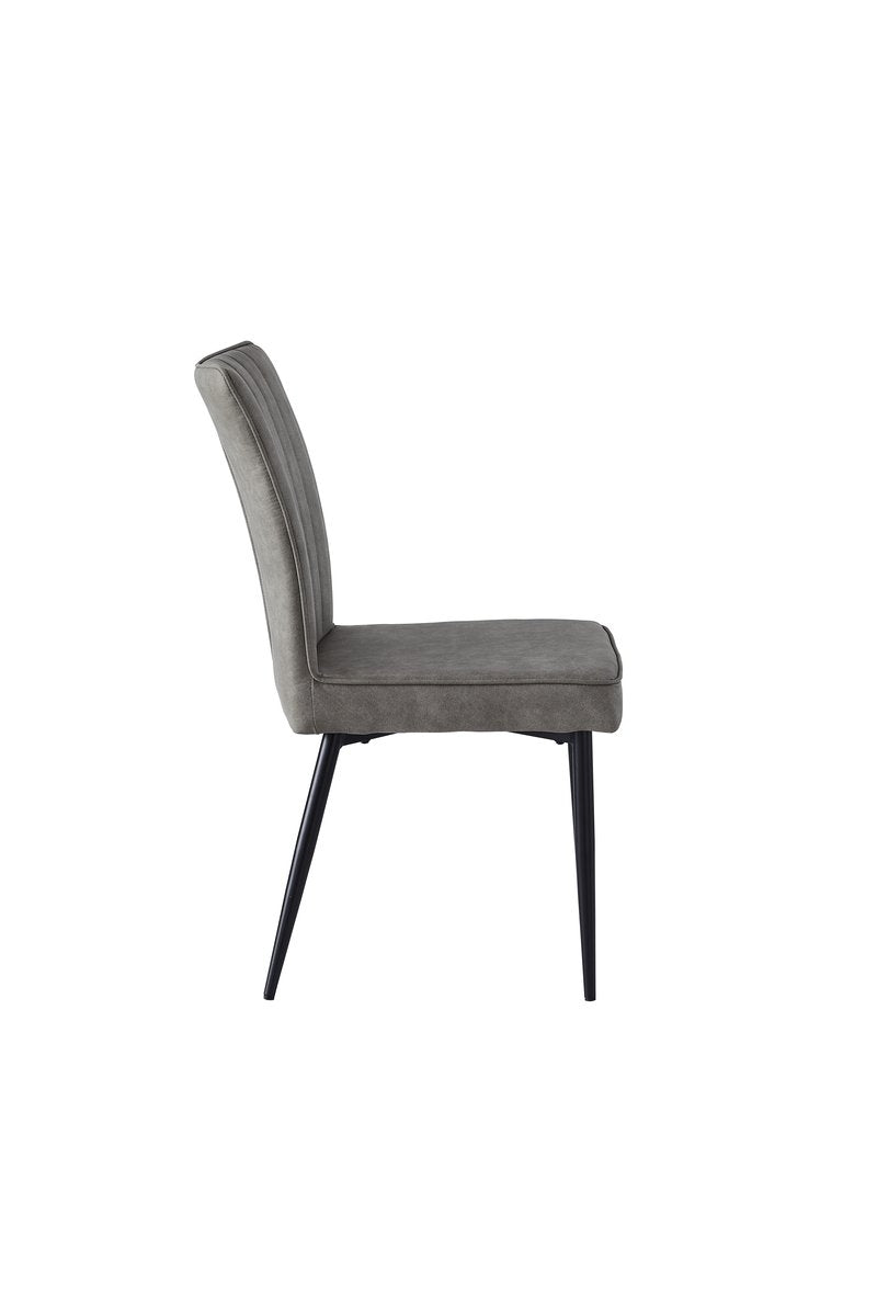 Leander White Sintered Stone Dining Set with Gray Upholstered Chairs - Dining Chair Side Nobg