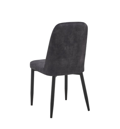 Colette 7-Piece Gray Sintered Stone Extendable Dining Set with Velvet Chairs - Dining Chair Back Angle Nobg
