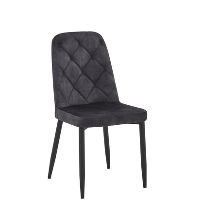 Colette 7-Piece Gray Sintered Stone Extendable Dining Set with Velvet Chairs - Dining Chair Front Angle Nobg