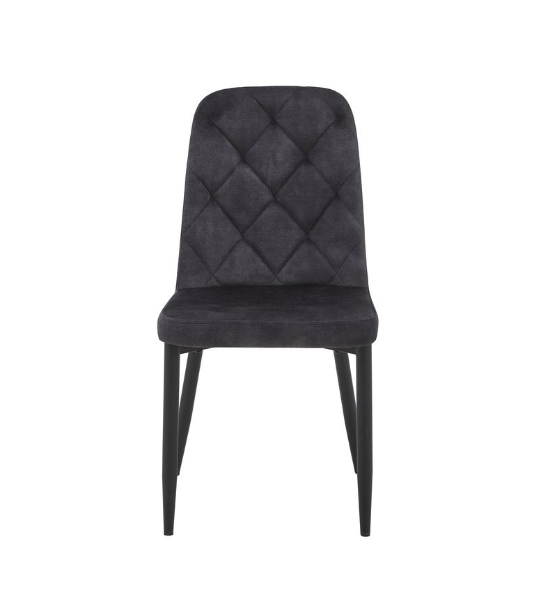 Colette 7-Piece Gray Sintered Stone Extendable Dining Set with Velvet Chairs - Dining Chair Front Nobg