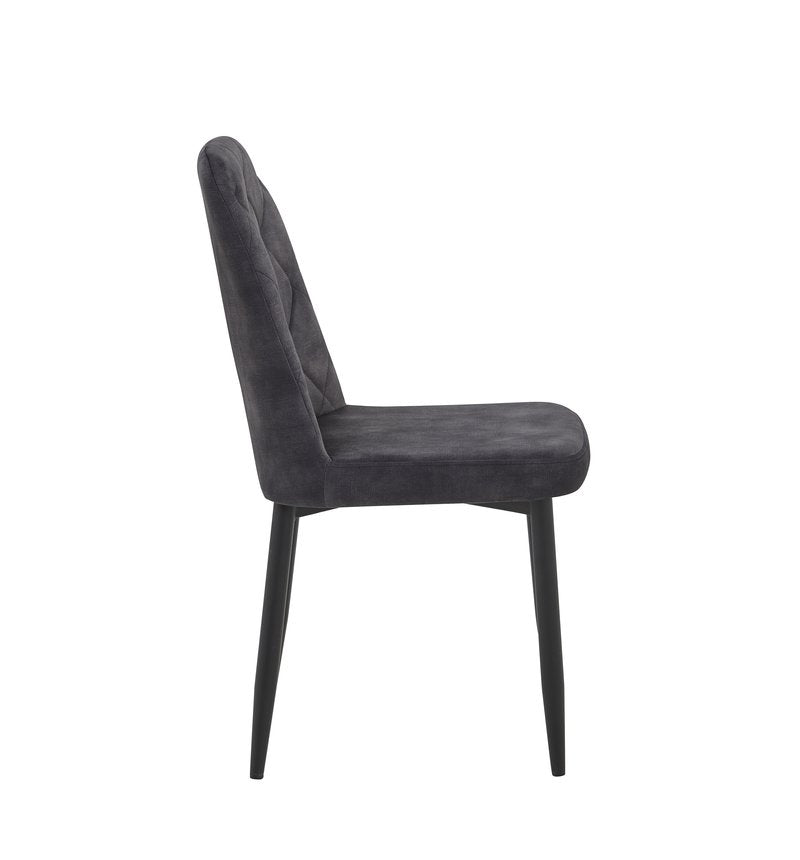 Colette 7-Piece Gray Sintered Stone Extendable Dining Set with Velvet Chairs - Dining Chair Side Nobg