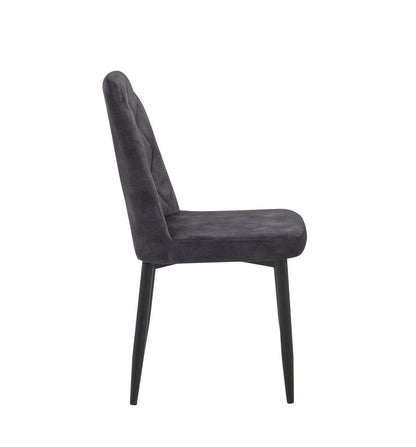Colette 7-Piece Gray Sintered Stone Extendable Dining Set with Velvet Chairs - Dining Chair Side Nobg