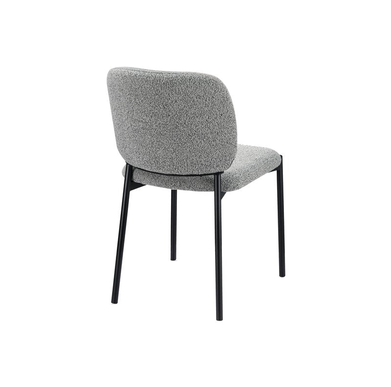 Sora 5-Piece Round Gray Sintered Stone Dining Set with Upholstered Chairs - Dining Chair Back Angle Nobg