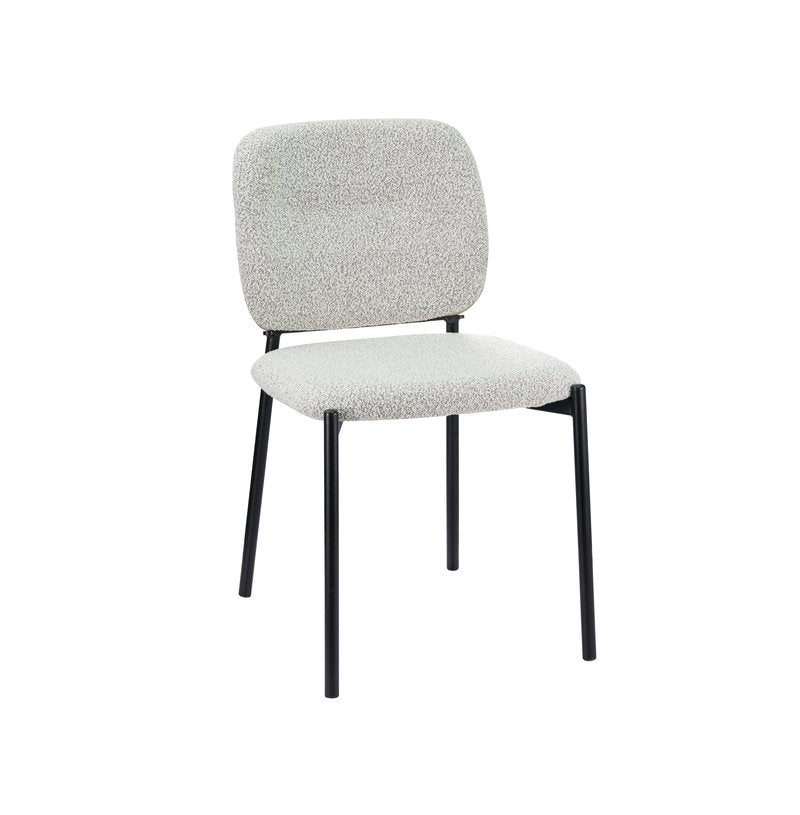 Sora 5-Piece Round Gray Sintered Stone Dining Set with Upholstered Chairs - Dining Chair Front Angle Nobg