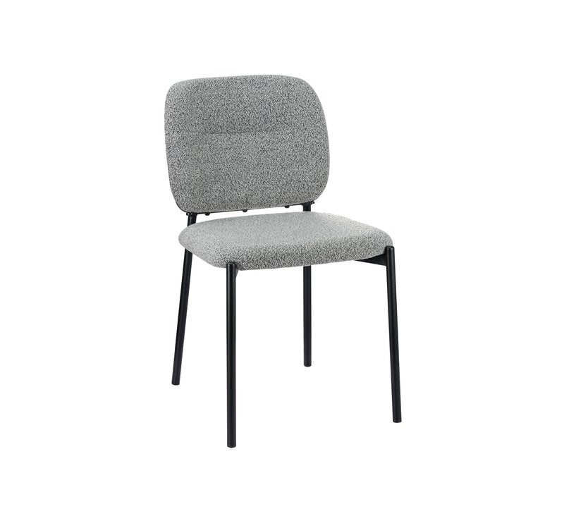 Sora 5-Piece Round Gray Sintered Stone Dining Set with Upholstered Chairs - Dining Chair Front Angle Nobg