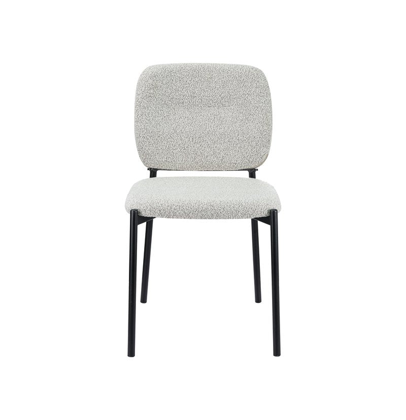Sora 5-Piece Round Gray Sintered Stone Dining Set with Upholstered Chairs - Dining Chair Front Nobg