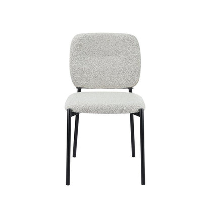 Sora 5-Piece Round Gray Sintered Stone Dining Set with Upholstered Chairs - Dining Chair Front Nobg