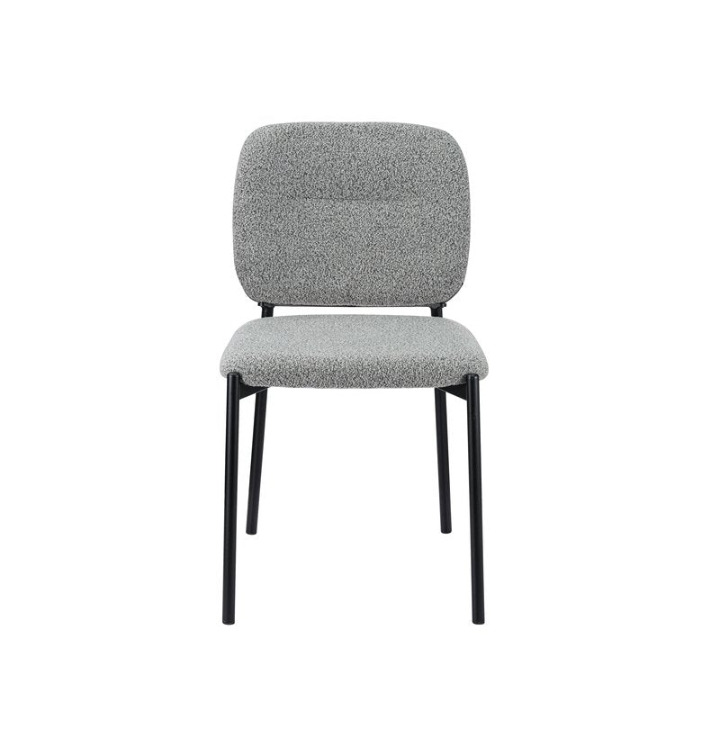 Sora 5-Piece Round Gray Sintered Stone Dining Set with Upholstered Chairs - Dining Chair Front Nobg