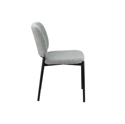Sora 5-Piece Round Gray Sintered Stone Dining Set with Upholstered Chairs - Dining Chair Side Nobg