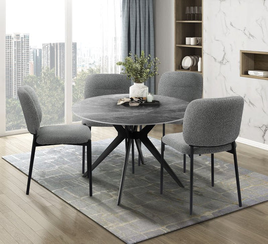Sora 5-Piece Round Gray Sintered Stone Dining Set with Upholstered Chairs - Round Dinette 5950S Gy Chairs 5Pc Set Lifestyle