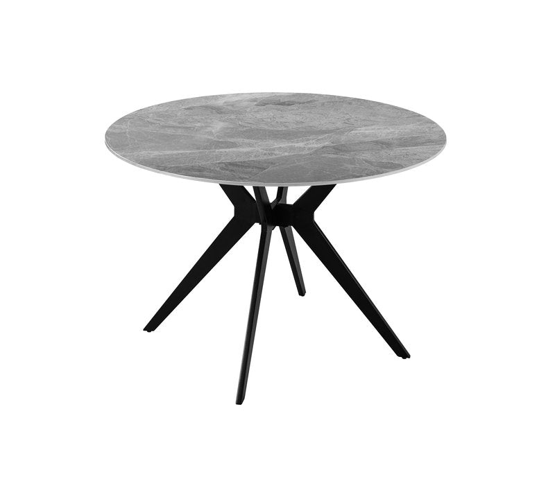 Sora 5-Piece Round Gray Sintered Stone Dining Set with Upholstered Chairs - Round Dinette Table Angle Nobg