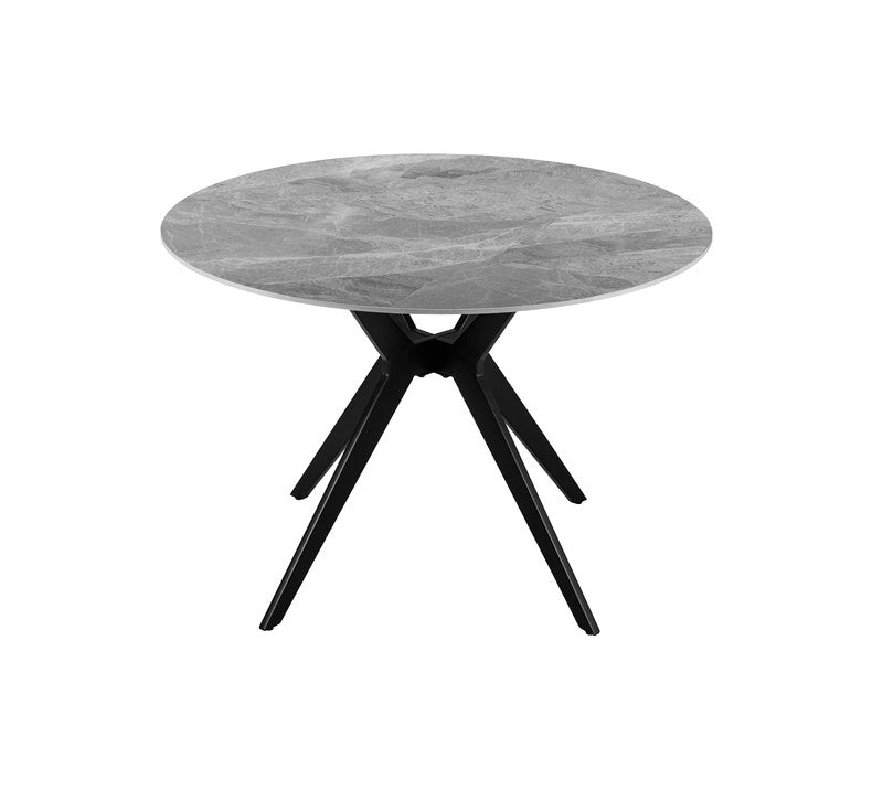 Sora 5-Piece Round Gray Sintered Stone Dining Set with Upholstered Chairs - Round Dinette Table Front Nobg