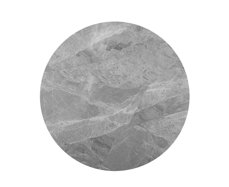Sora 5-Piece Round Gray Sintered Stone Dining Set with Upholstered Chairs - Round Dinette Table Top Nobg
