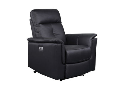 Bristow Leather Swivel Glider Reclining Chair (Blue-Gray / Black / Dark-Gray) - Power Glider Recliner Angle Closed Nobg