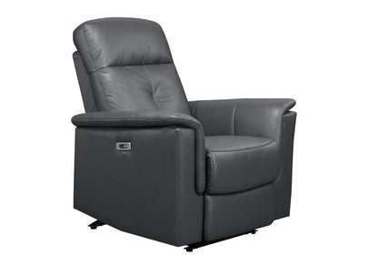 Bristow Leather Swivel Glider Reclining Chair (Blue-Gray / Black / Dark-Gray) - Power Glider Recliner Angle Closed Nobg