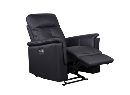 Bristow Leather Swivel Glider Reclining Chair (Blue-Gray / Black / Dark-Gray) - Power Glider Recliner Angle Open Nobg