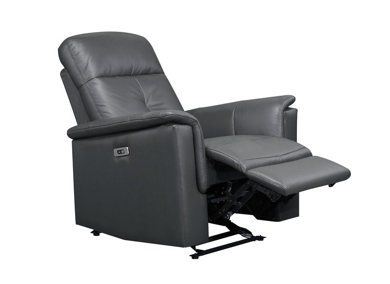 Bristow Leather Swivel Glider Reclining Chair (Blue-Gray / Black / Dark-Gray) - Power Glider Recliner Angle Open Nobg