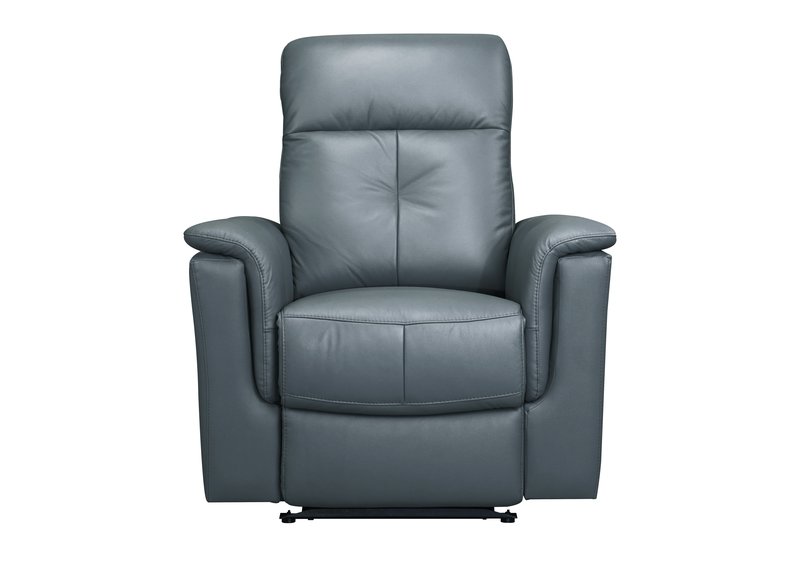 Bristow Leather Swivel Glider Reclining Chair (Blue-Gray / Black / Dark-Gray) - Power Glider Recliner Front Closed Nobg