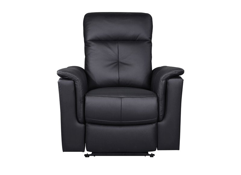 Bristow Leather Swivel Glider Reclining Chair (Blue-Gray / Black / Dark-Gray) - Power Glider Recliner Front Closed Nobg