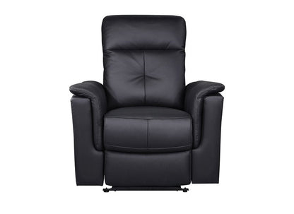 Bristow Leather Swivel Glider Reclining Chair (Blue-Gray / Black / Dark-Gray) - Power Glider Recliner Front Closed Nobg