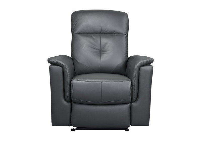 Bristow Leather Swivel Glider Reclining Chair (Blue-Gray / Black / Dark-Gray) - Power Glider Recliner Front Closed Nobg