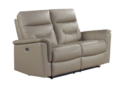 Anglesey Black Leather Power Reclining Sofa / Loveseat / Chair - Power Reclining Loveseat Angle Closed Nobg