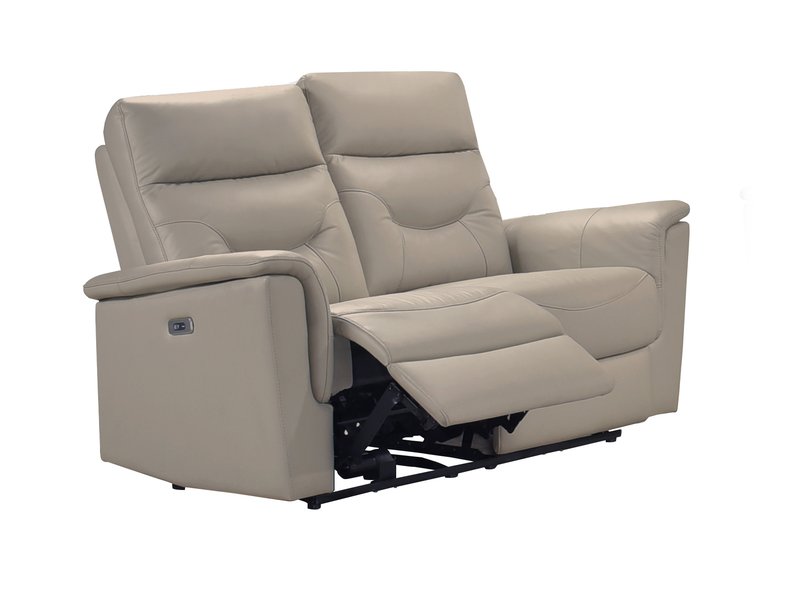 Anglesey Black Leather Power Reclining Sofa / Loveseat / Chair - Power Reclining Loveseat Angle Open Nobg